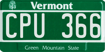 VT license plate CPU366
