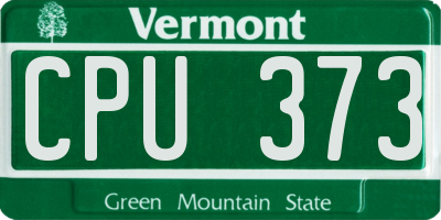 VT license plate CPU373