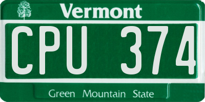 VT license plate CPU374