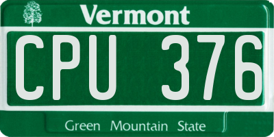 VT license plate CPU376