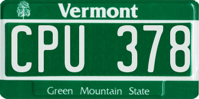 VT license plate CPU378