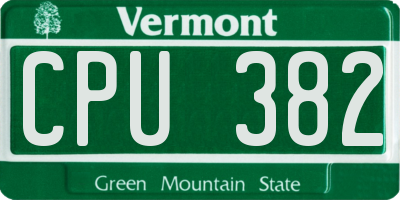 VT license plate CPU382
