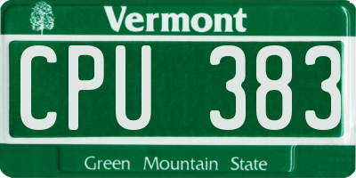 VT license plate CPU383
