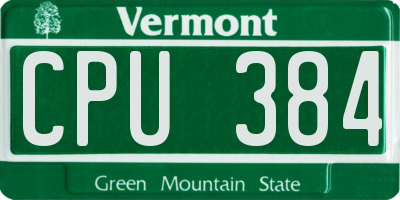 VT license plate CPU384