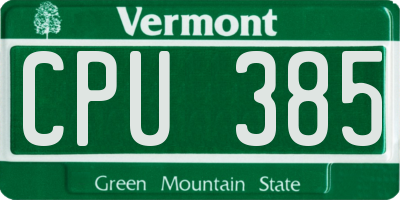 VT license plate CPU385