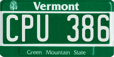 VT license plate CPU386