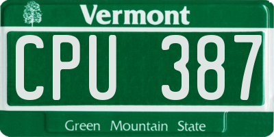 VT license plate CPU387