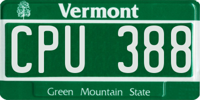 VT license plate CPU388