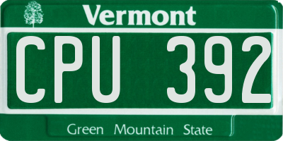 VT license plate CPU392
