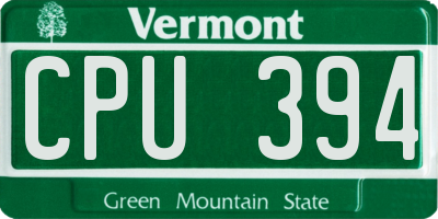 VT license plate CPU394