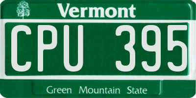 VT license plate CPU395