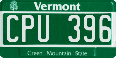 VT license plate CPU396