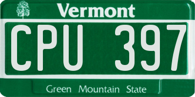 VT license plate CPU397