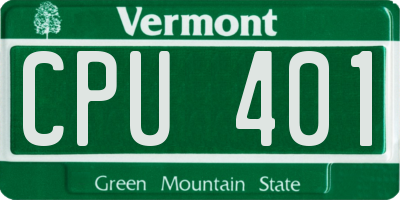 VT license plate CPU401