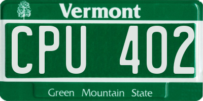 VT license plate CPU402