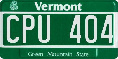 VT license plate CPU404