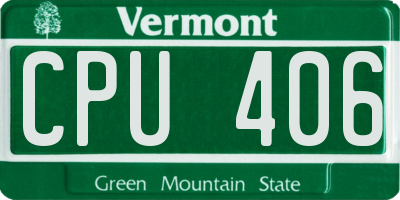 VT license plate CPU406