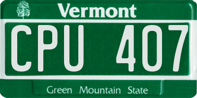 VT license plate CPU407