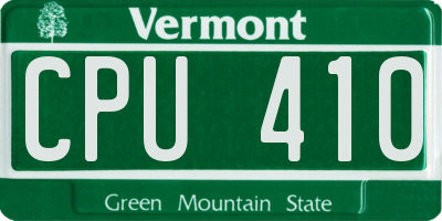 VT license plate CPU410