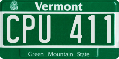 VT license plate CPU411