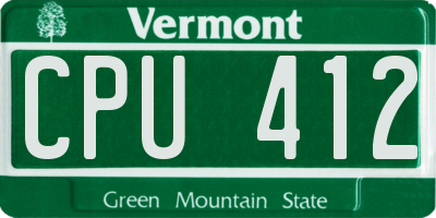 VT license plate CPU412