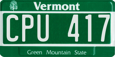 VT license plate CPU417