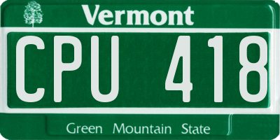 VT license plate CPU418