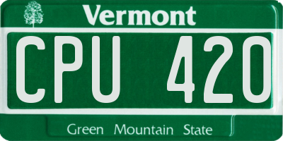 VT license plate CPU420