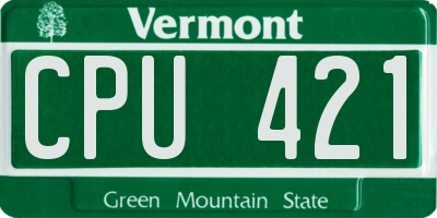 VT license plate CPU421