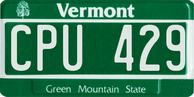 VT license plate CPU429