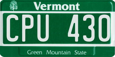 VT license plate CPU430