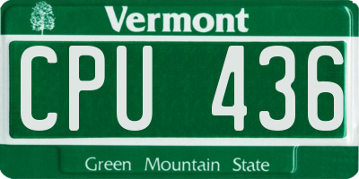 VT license plate CPU436