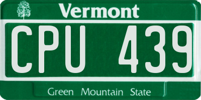 VT license plate CPU439