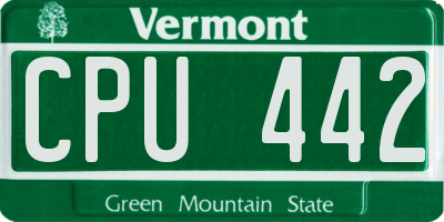 VT license plate CPU442