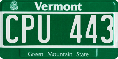 VT license plate CPU443
