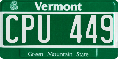 VT license plate CPU449