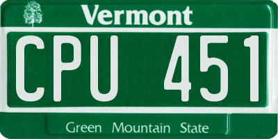 VT license plate CPU451