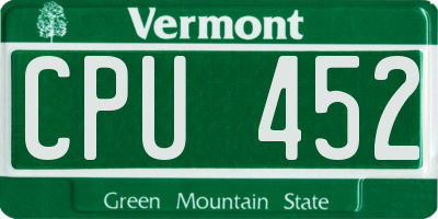 VT license plate CPU452