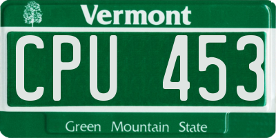 VT license plate CPU453