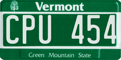 VT license plate CPU454