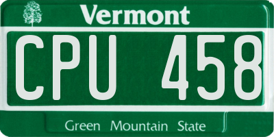VT license plate CPU458