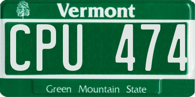 VT license plate CPU474