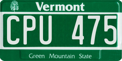 VT license plate CPU475