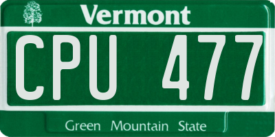 VT license plate CPU477