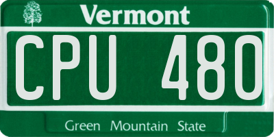 VT license plate CPU480
