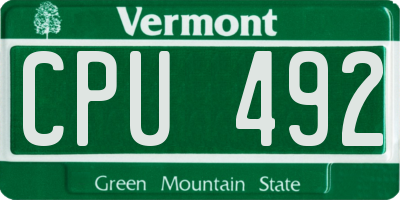 VT license plate CPU492
