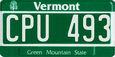 VT license plate CPU493