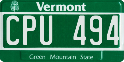 VT license plate CPU494