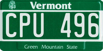 VT license plate CPU496
