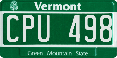 VT license plate CPU498